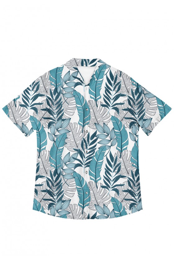 Koszula Hawajska Niebieskie Liście