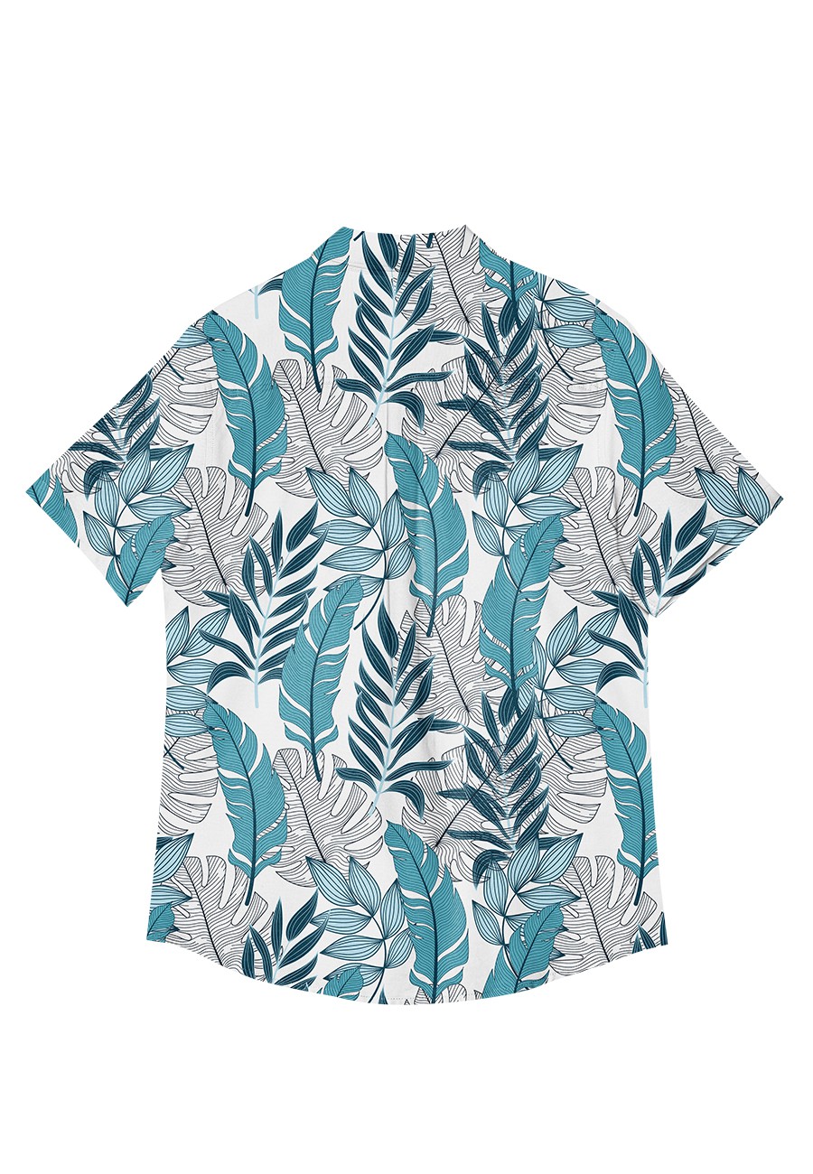 Koszula Hawajska Niebieskie Liście