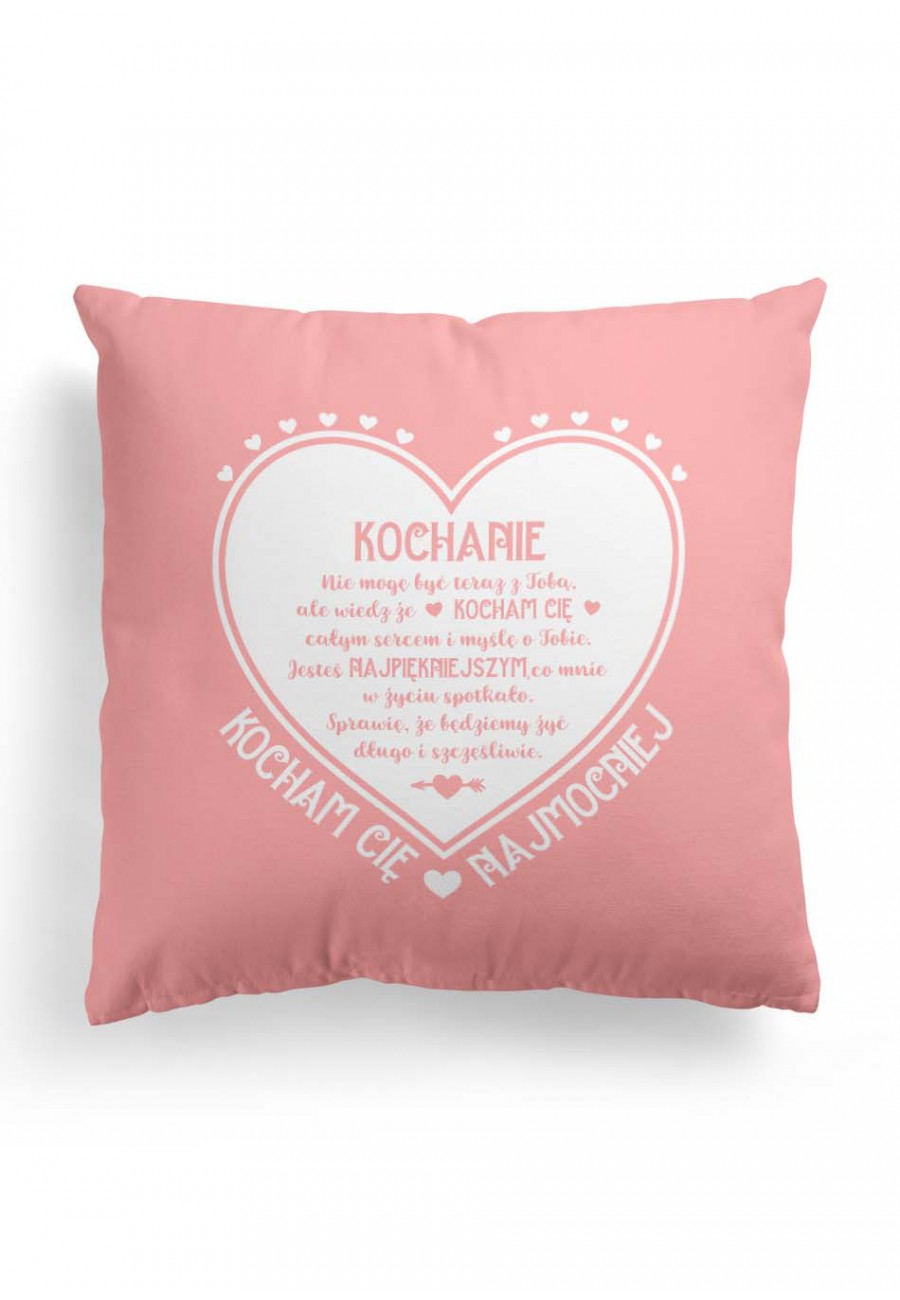 Poduszka Premium z pięknym napisem na Walentynki (różowa)