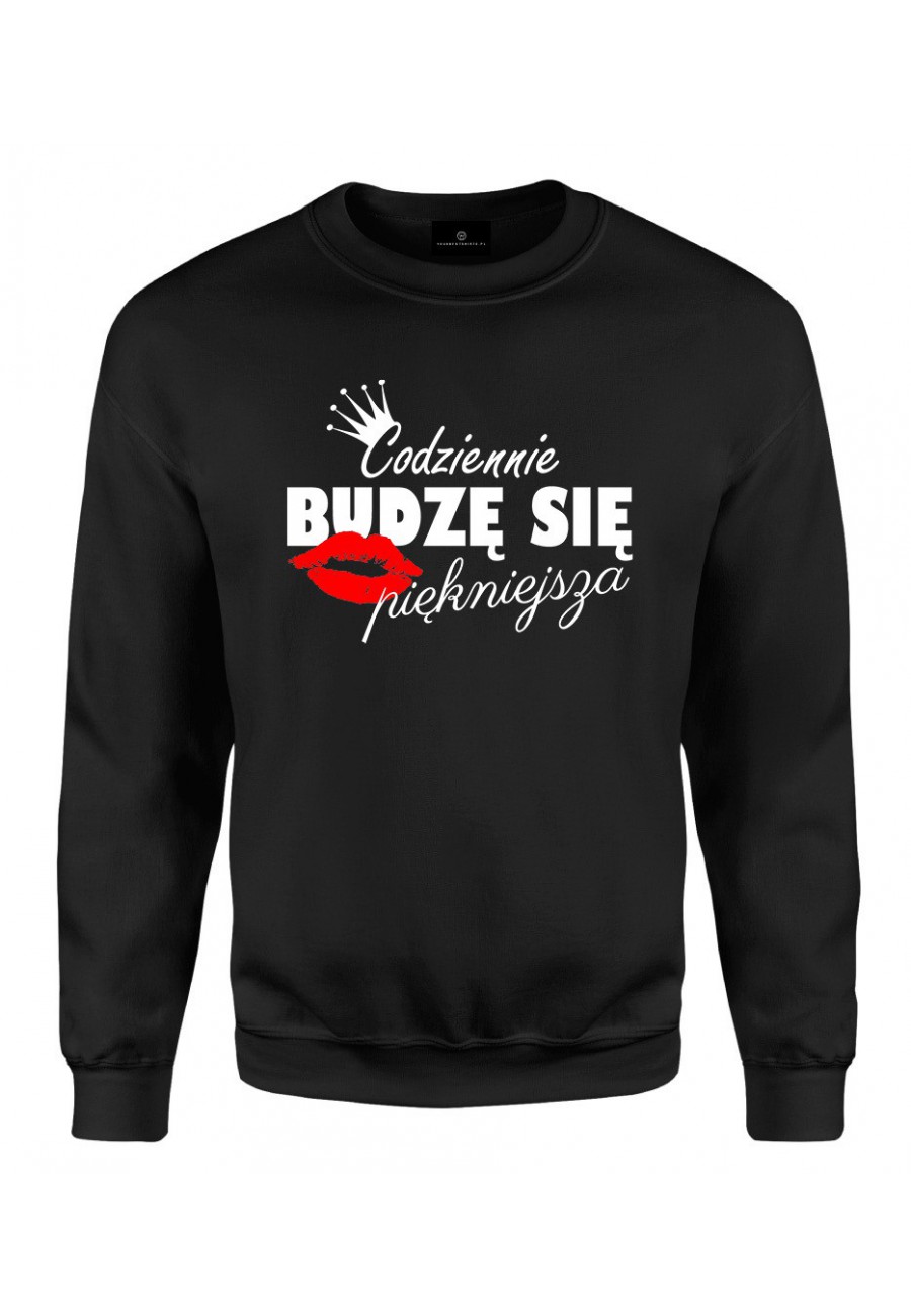 Bluza klasyczna Z napisem codziennie budzę się piękniejsza