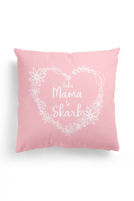Poduszka Premium Taka Mama to Skarb Delikatny Róż Serce z Kwiatów