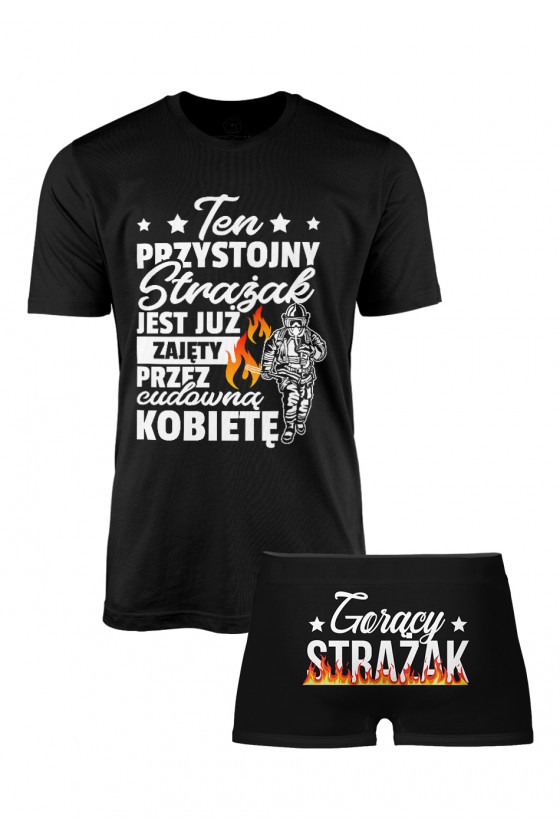 Zestaw Koszulka + Bokserki dla przystojnego strażaka