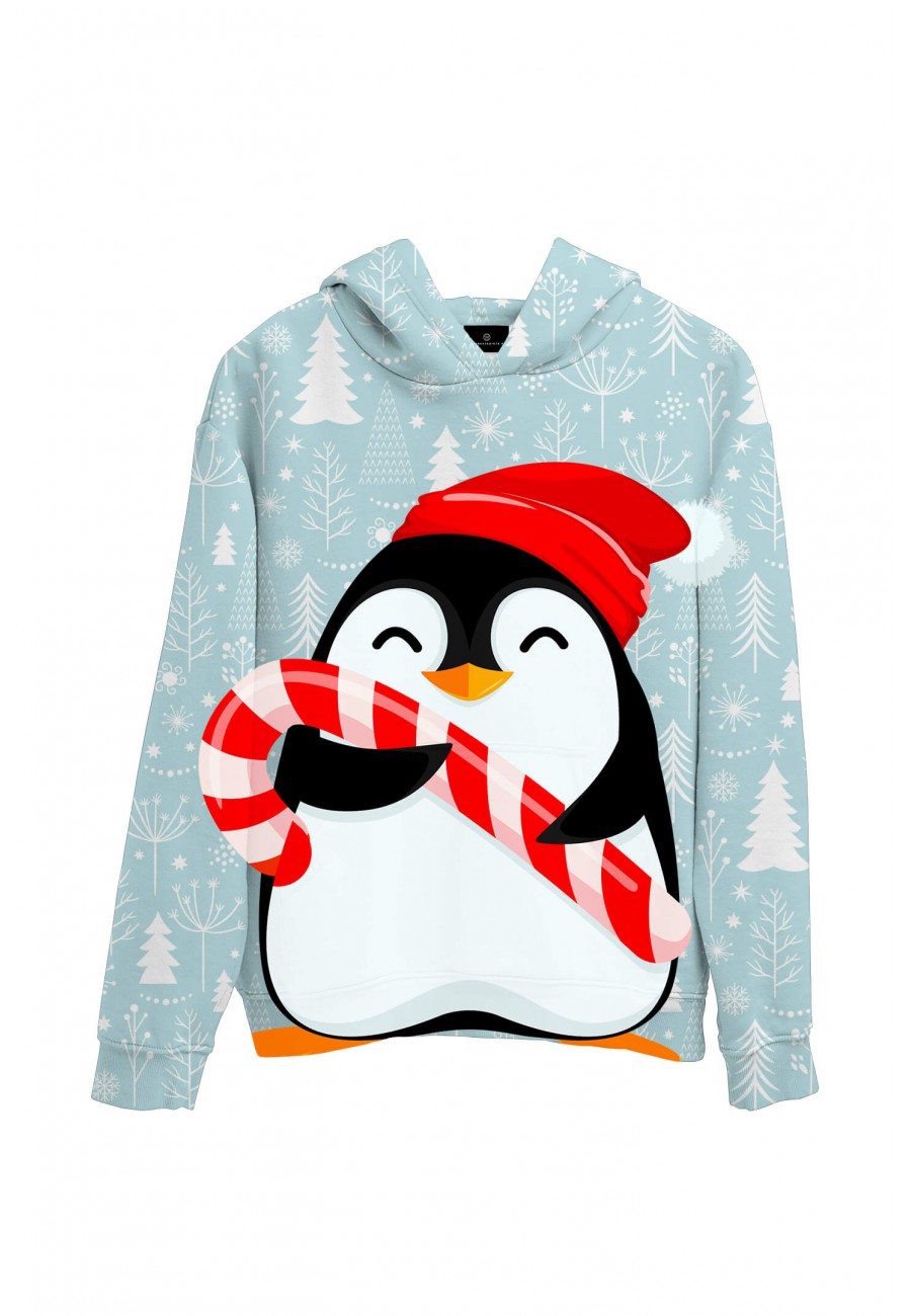 Świąteczna bluza z kapturem Pingwin mikołajek