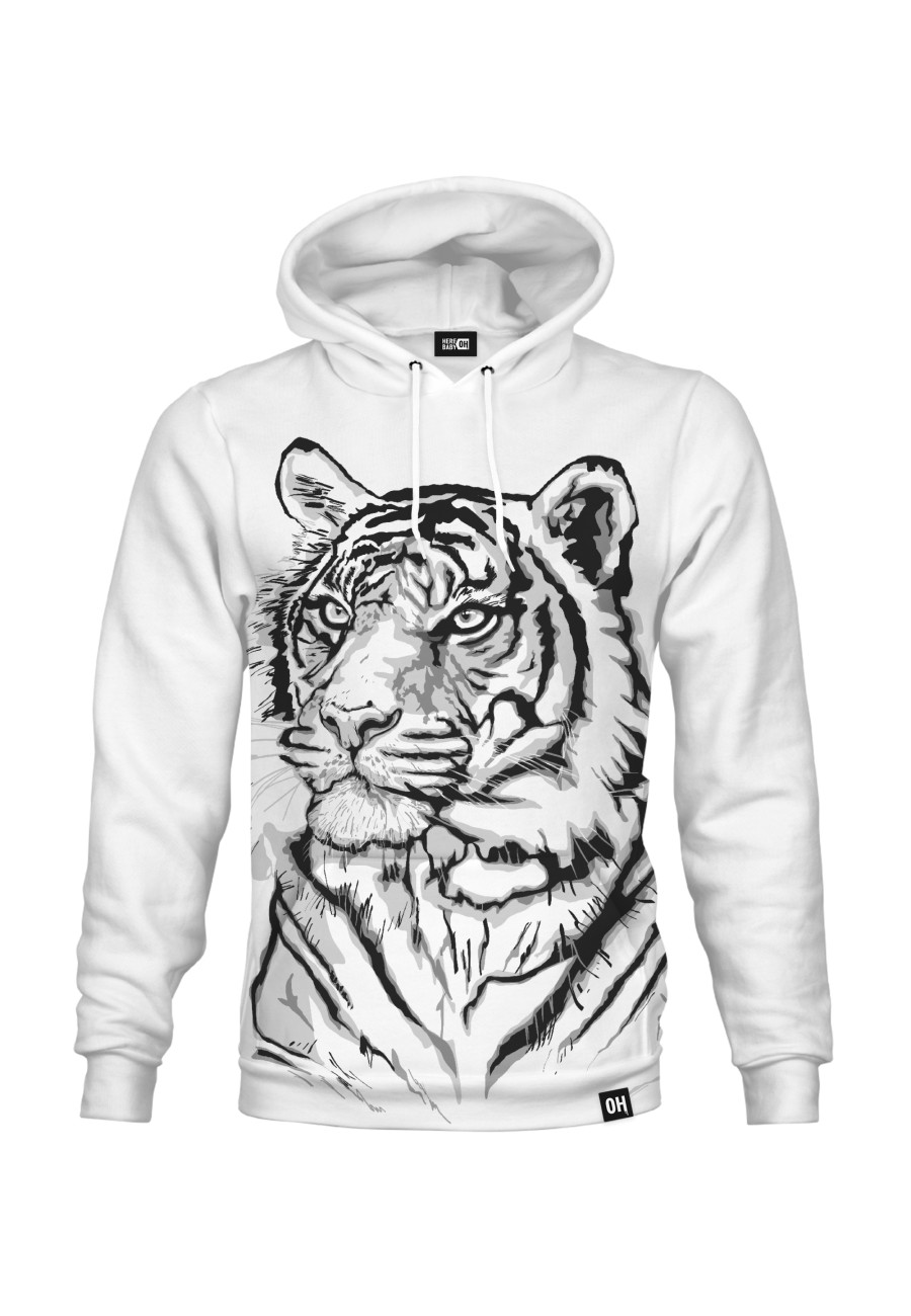 Bluza fullprint z kapturem Black and White Tiger