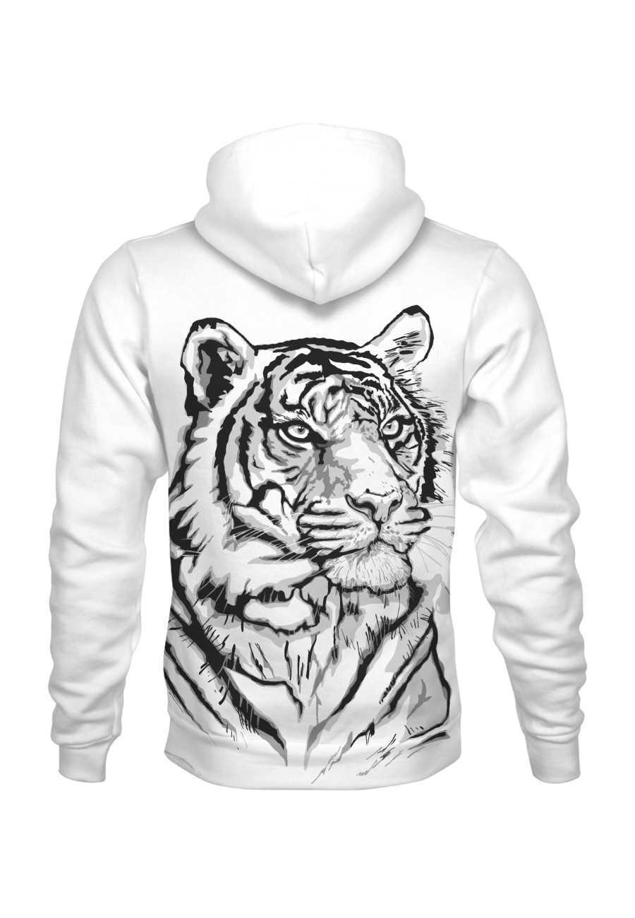 Bluza fullprint z kapturem Black and White Tiger