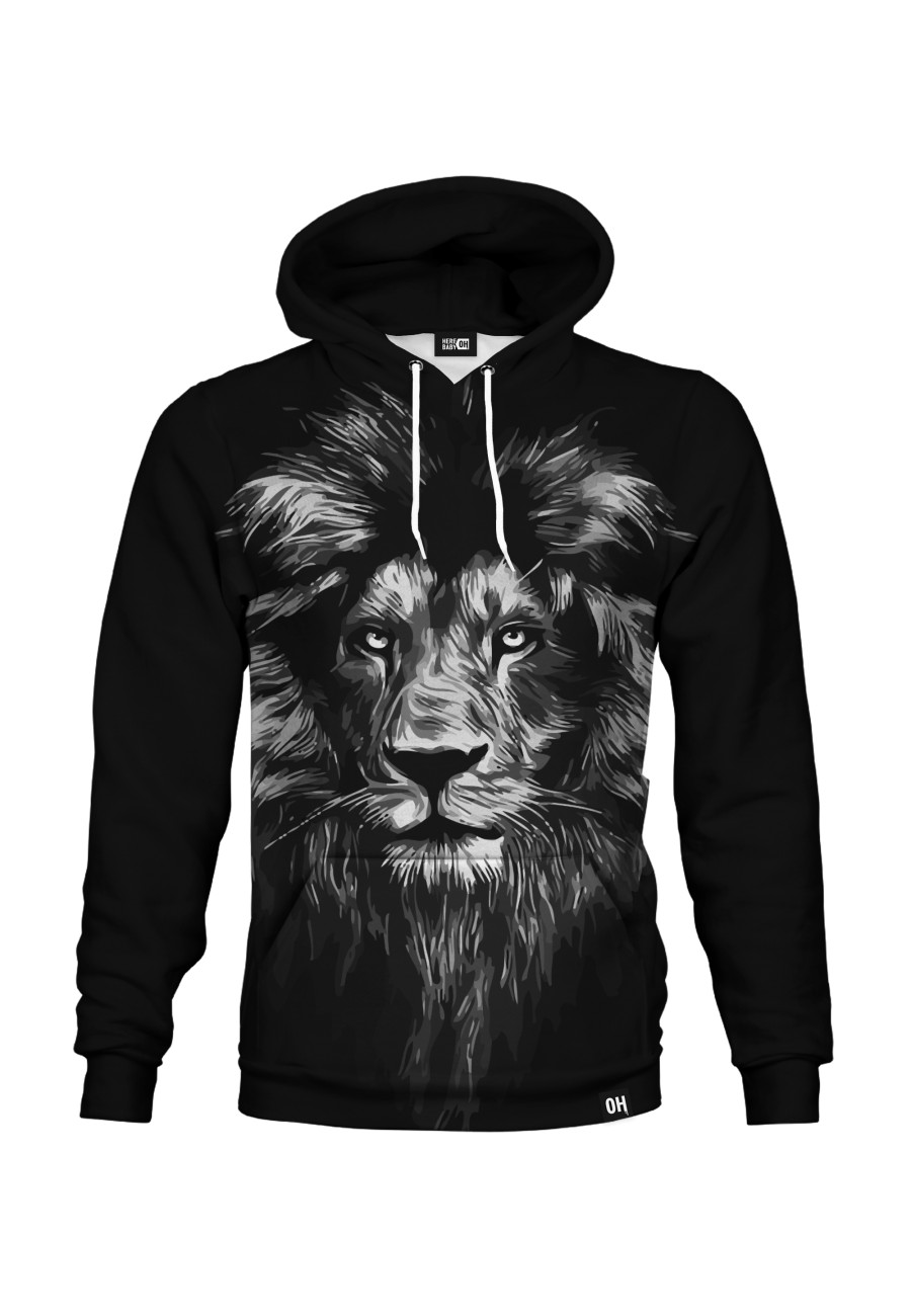 Bluza fullprint z kapturem Black and White Lion