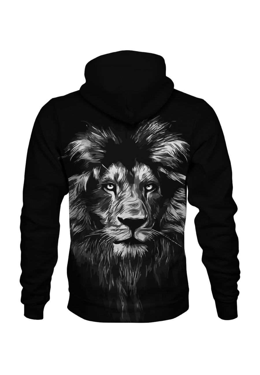 Bluza fullprint z kapturem Black and White Lion