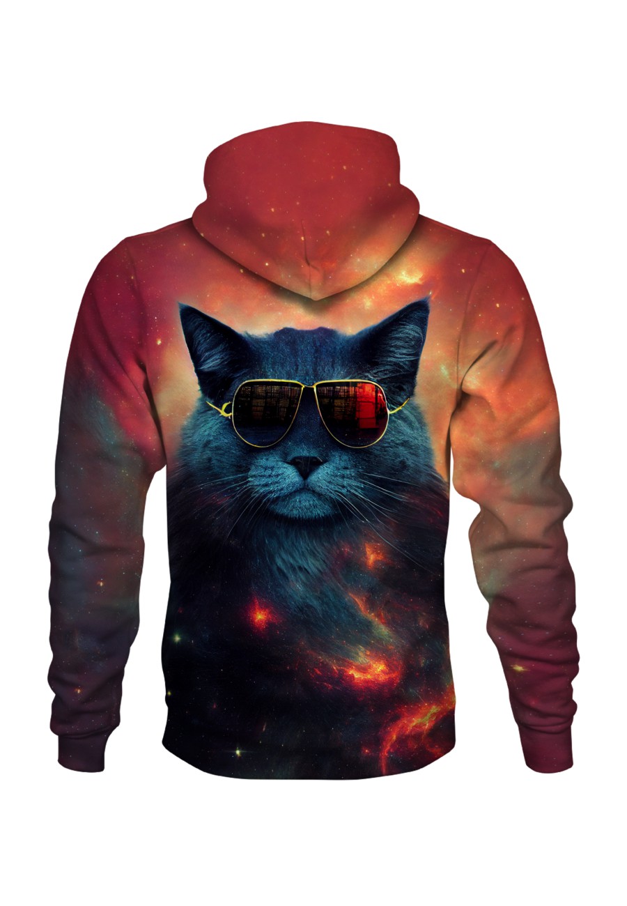 Bluza fullprint z kapturem Cool Cat on Duty