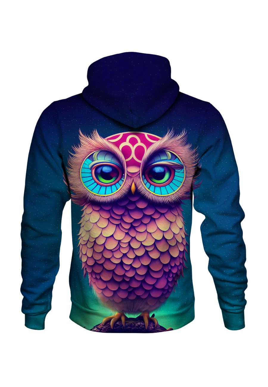 Bluza fullprint z kapturem Colorful Owl