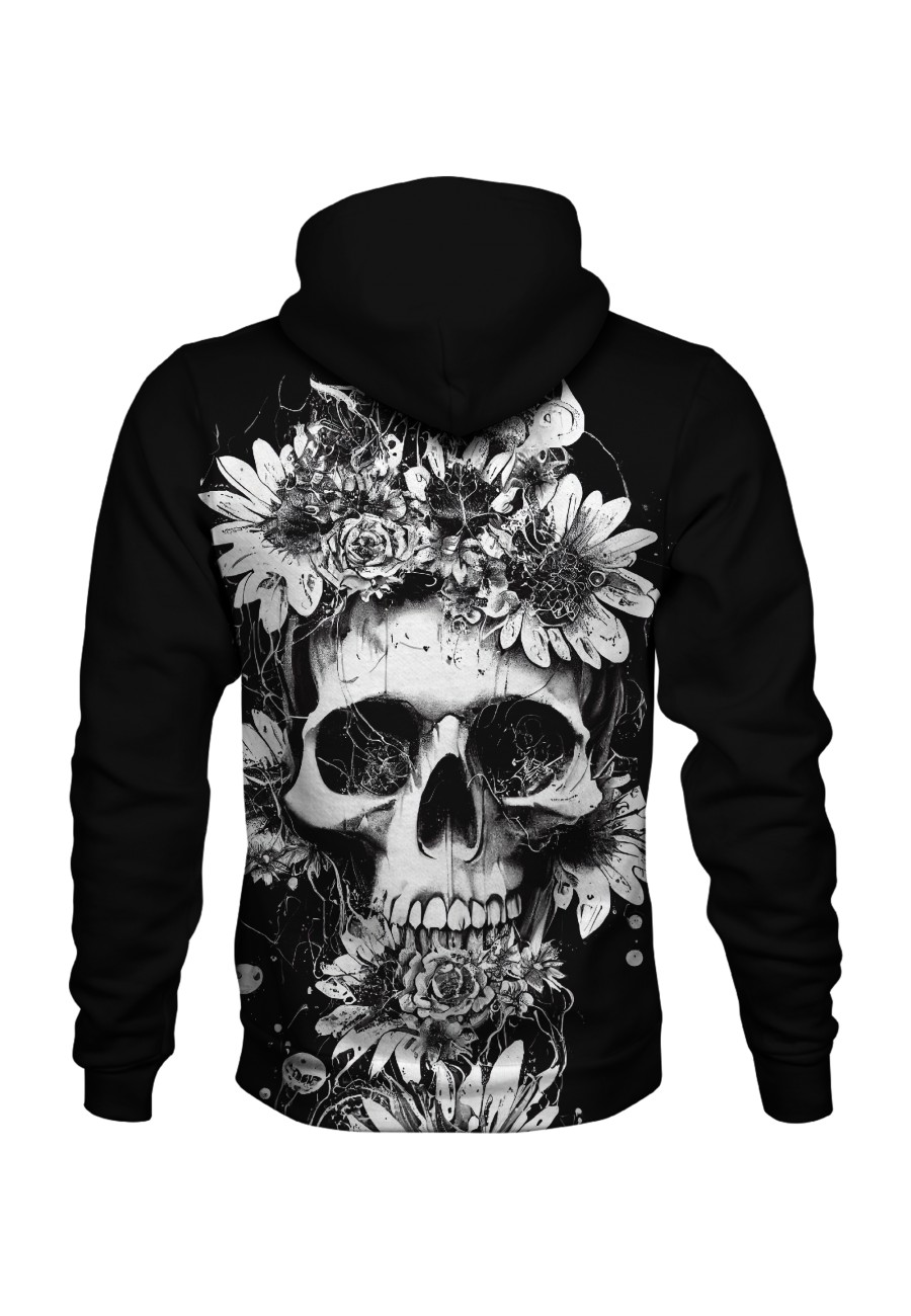 Bluza fullprint z kapturem Flowered Skull