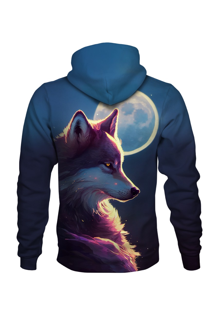 Bluza fullprint z kapturem Moon Wolf