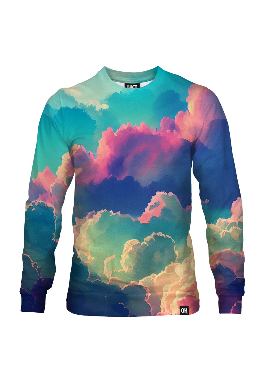 Bluza fullprint bez kaptura Fluffy Colorful Clouds