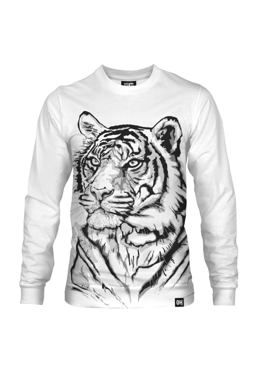 Bluza fullprint bez kaptura Black and White Tiger