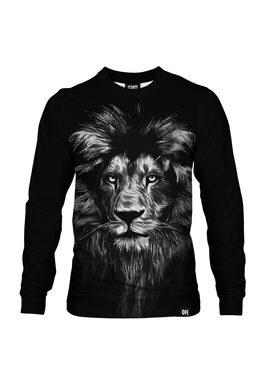 Bluza fullprint bez kaptura Black and White Lion