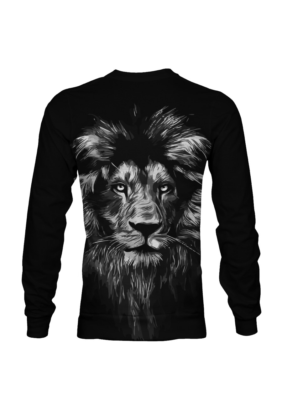 Bluza fullprint bez kaptura Black and White Lion