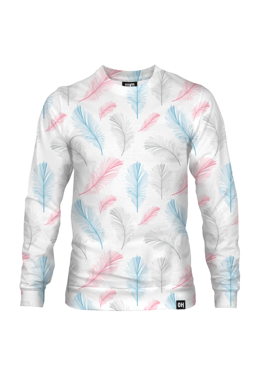 Bluza fullprint bez kaptura Light Feather Pattern