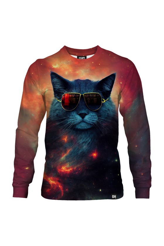 Bluza fullprint bez kaptura Cool Cat on Duty