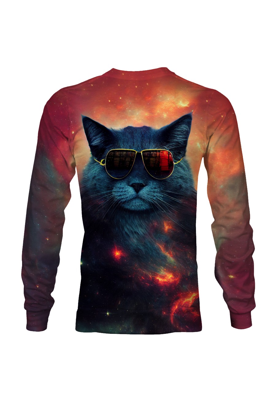 Bluza fullprint bez kaptura Cool Cat on Duty