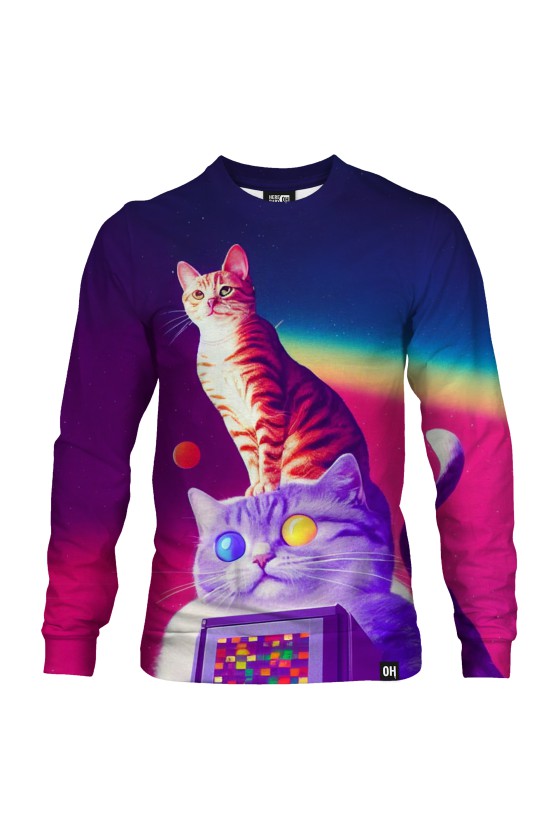 Bluza fullprint bez kaptura Retro Cat