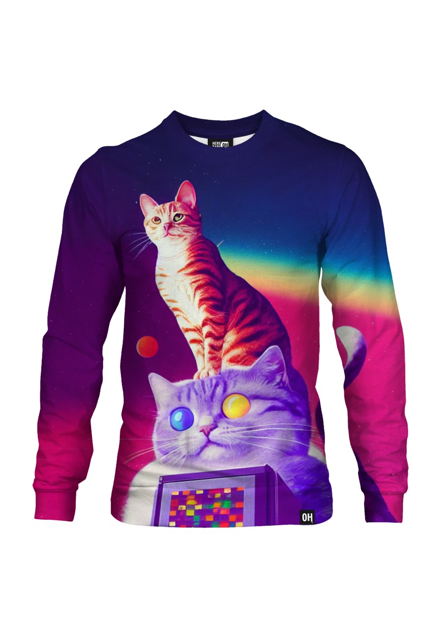 Bluza fullprint bez kaptura Retro Cat