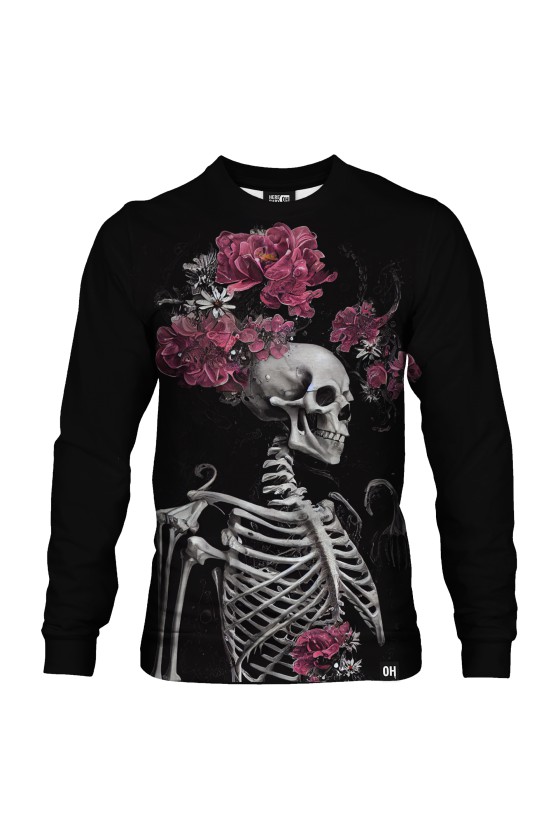 Bluza fullprint bez kaptura Skeletons Loves Flowers