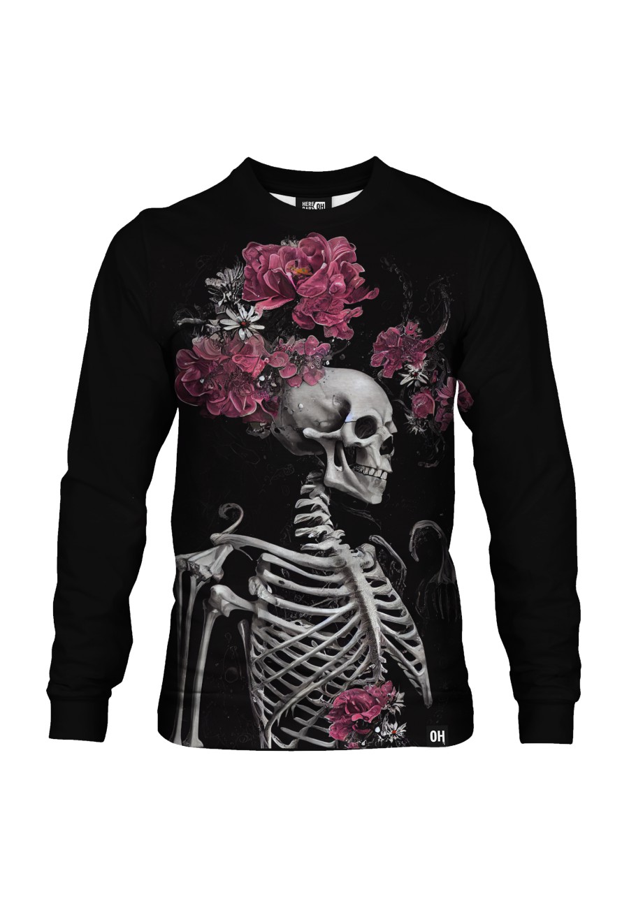 Bluza fullprint bez kaptura Skeletons Loves Flowers