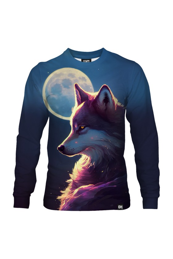 Bluza fullprint bez kaptura Moon Wolf