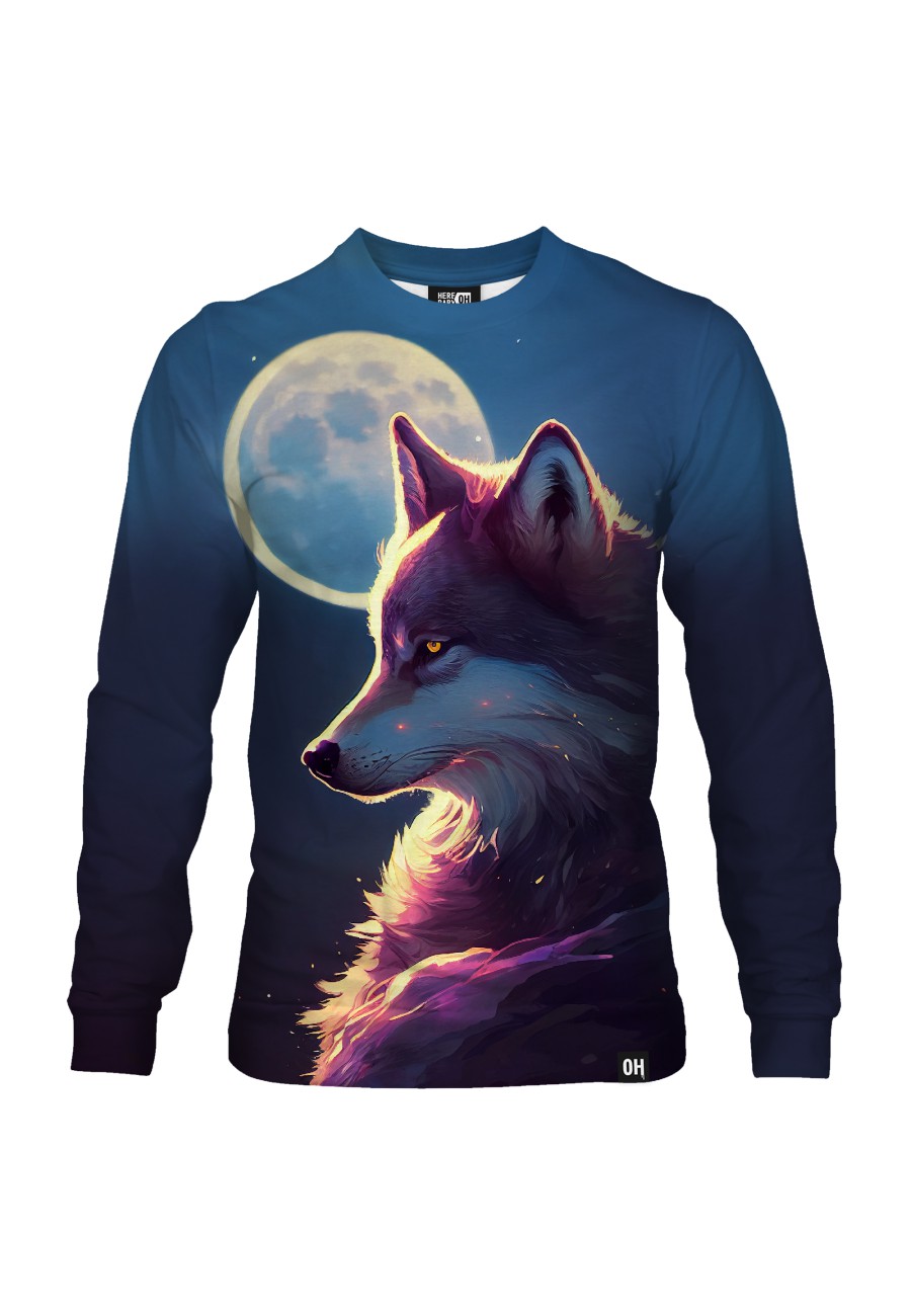 Bluza fullprint bez kaptura Moon Wolf