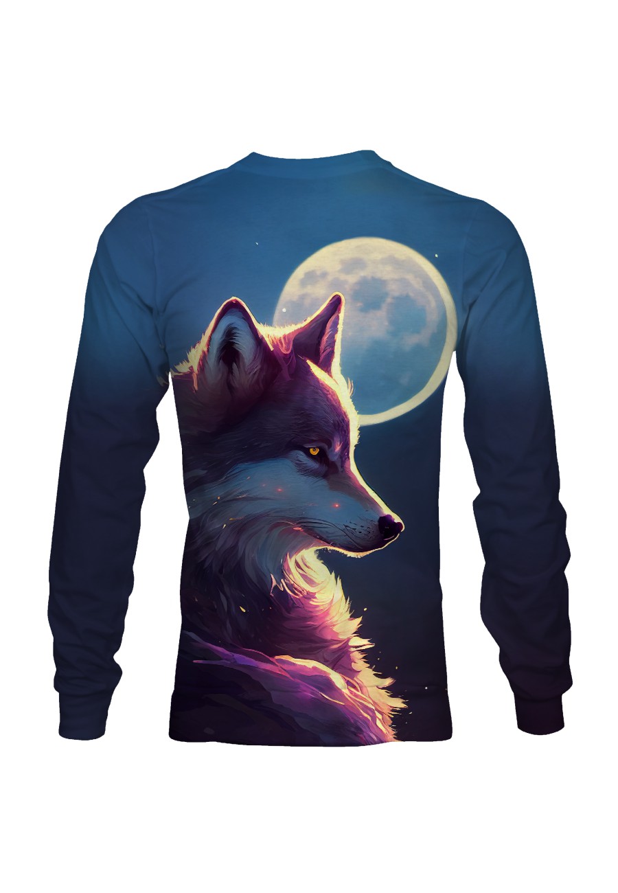 Bluza fullprint bez kaptura Moon Wolf