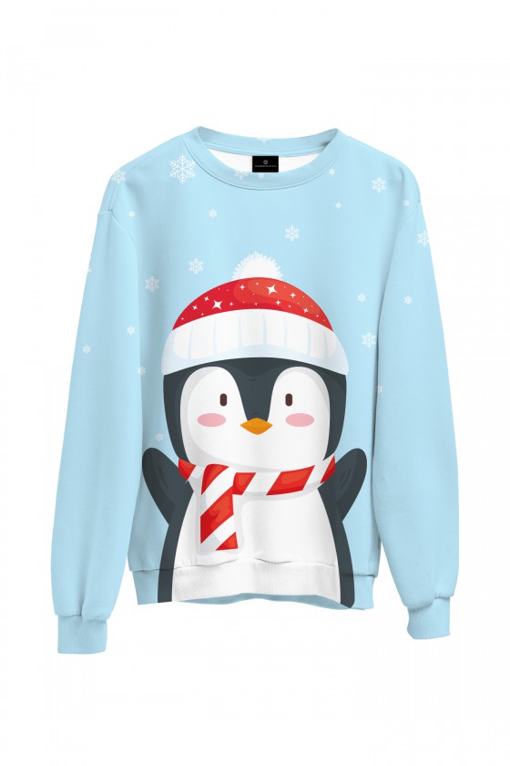 Bluza fullprint świąteczna bez kaptura Piękny Pingwinek