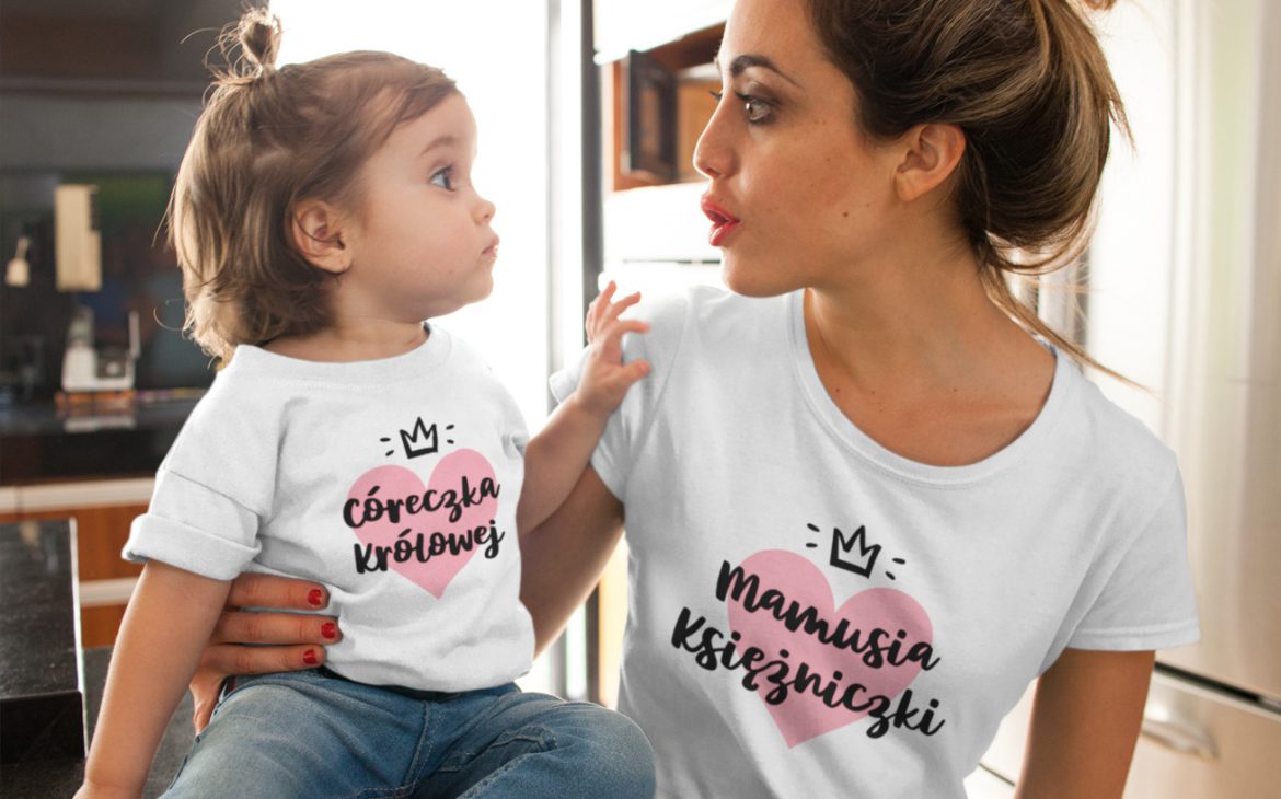 Koszulka dla mamy i body dla córeczki - Córeczka królowej i Mamusia księżniczki