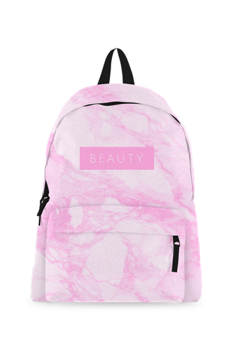Plecak szkolny z modnym printem i napisem BEAUTY - propozycja dla dziewcząt kochających róż